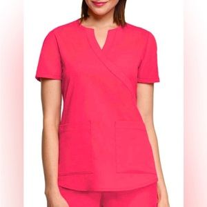 NrG by Barco Sweet Tart 2 Pocket Mock Wrap Medical Scrub Top. Size: Small